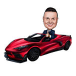 Retrato de Caricatura de Homem Carro