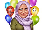 Customized 18th Birthday Years Caricature Drawing with Custom Background