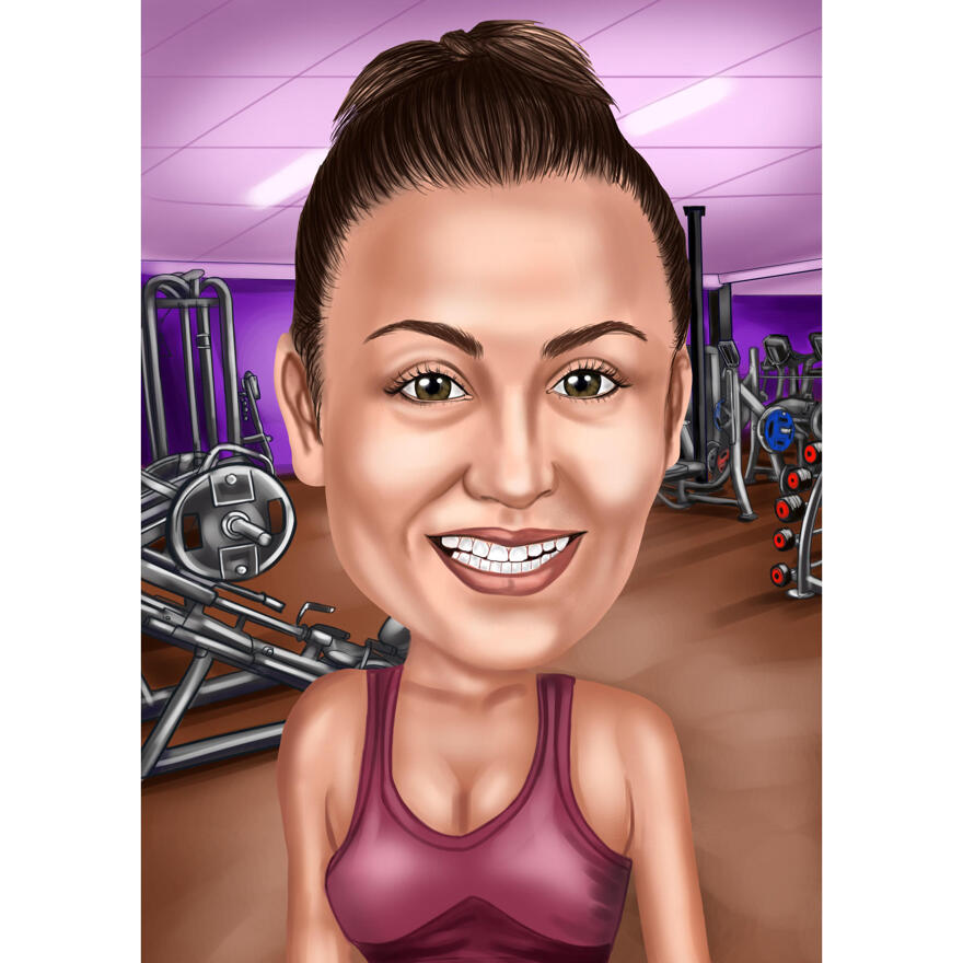 Female gym caricature