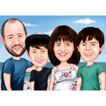 Summer Vacation Family Caricature
