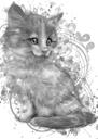 Retrato de gato de grafito en cuerpo completo, estilo acuarela