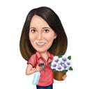 Garden Lover Caricature Gift in Color Style from Photo
