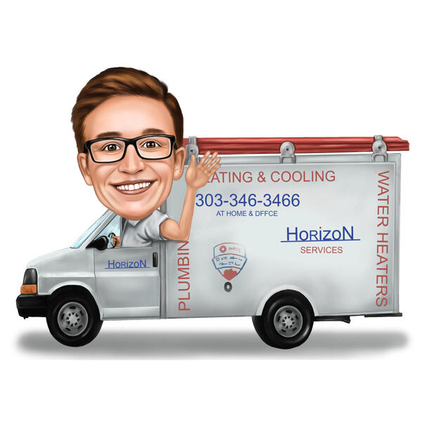 Caricatura de motorista de caminhão da empresa