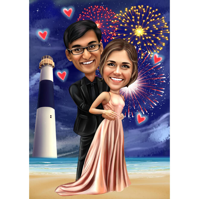 Couple with Fireworks