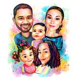 Rainbow akvarell familjeporträtt