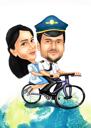 Cuplu pe bicicletă Caricatura Portret pentru cadou