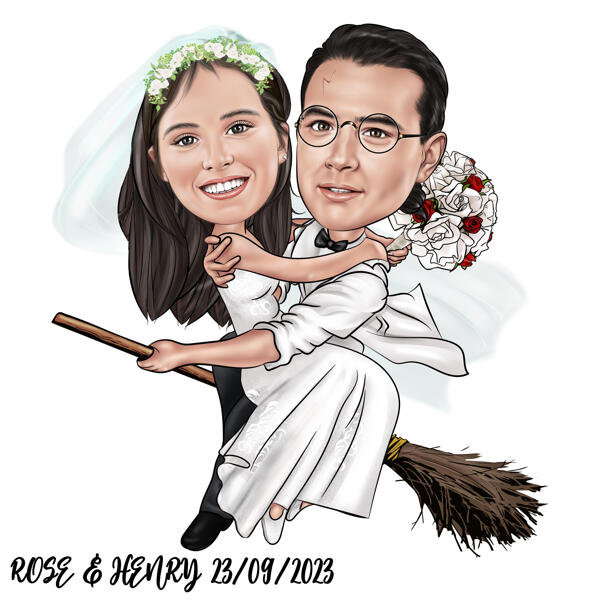 Caricatura de casamento em filme