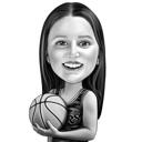 Jugador de baloncesto femenino en blanco y negro