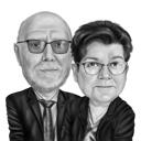 Pāra karikatūra melnbaltā zīmuļa stilā