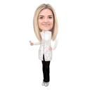 Full Body Caricature of Female Dentist in Color Style