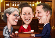 Friends Bar Cartoon Caricature in Color Style from Photos