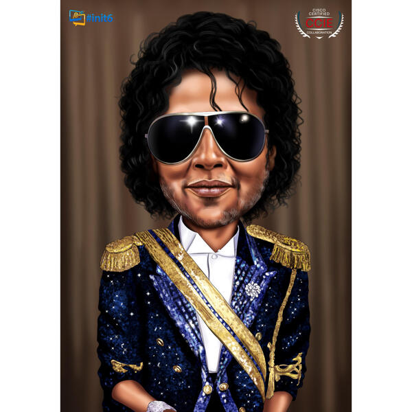 Caricatura de pessoa personalizada como o rei do pop em presentes de fotos para amantes da música