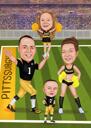 Caricatură de familie de fotbal din Liga Rugby