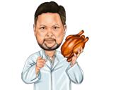 Vrouwelijke chef-kok Cartoon portret