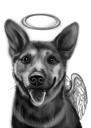 Portrait commémoratif de chien en noir et blanc