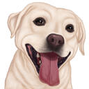 Lustige Cartoon-Karikatur des weißen Hundes im Farbstil von Fotos