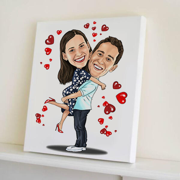 Valentine's Day Drawing Printed on Canvas