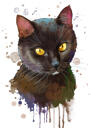 Dibujos animados de retrato de gato notable de fotos en estilo de color