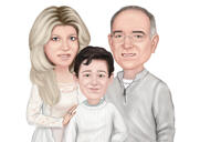 Ritratto di famiglia digitale in stile cartone animato da una foto