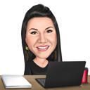 Individuell gestalteter Schreibtisch, Büro-Cartoon-Porträt nach Foto