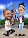 Dibujo de caricatura de pareja para propuesta