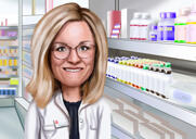 Ritratto di farmacista personalizzato disegnato a mano da foto