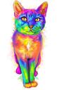 Watercolor Full Body Cat Portrait