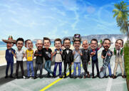 Groomsmen Caricature Drawing with Props