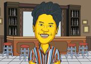 Yellow Face Cartoon with Background