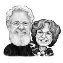 Couple Caricature Black and White Pencils Style