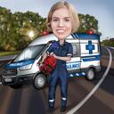 Renkli Stilde Ambulans Çalışanı Karikatürü