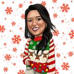 Ugly Sweater Christmas Caricature from Photos
