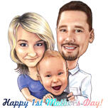 1st Mother’s Day Cartoon Portrait in Pencils