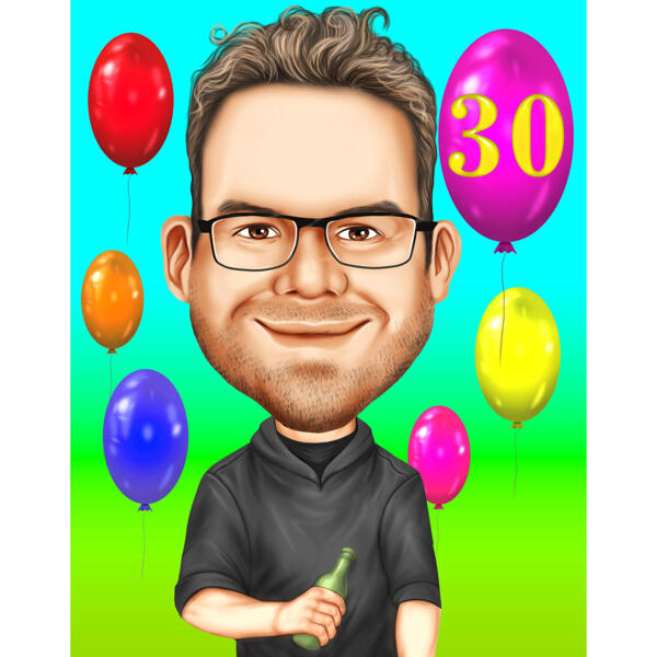 30 års karikatyrpresent från foton