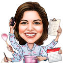 Caricatura multitasking colorata