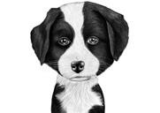 Siyah Beyaz Stilde Köpek Karikatürü