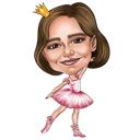 Divertida caricatura de bailarina en estilo caricaturesco exagerado extraído de tus fotos