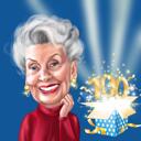 100 Years Anniversary Caricature Gift with One Colored Background