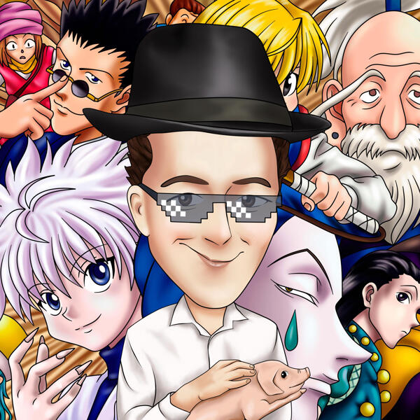 Dessin animé avec fond d'anime