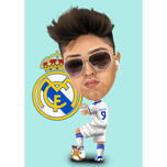 Caricature de joueur de football - Fan du club de football du Real Madrid