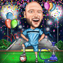 Chef-Happy-Birthday-Karikaturzeichnung im Urlaub