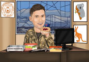 Comiendo donas - Dibujos animados militares