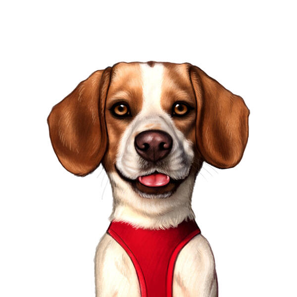 Beagle tegneserie portrætmaleri i farve stil fra foto