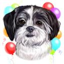 Portrait de chien avec des ballons