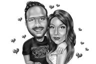 Dibujo animado de abrazo en estilo blanco y negro a partir de fotos