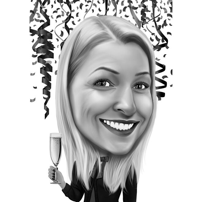Birthday Person Caricature in Funny Exaggerated Style for Custom Gift