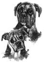 Câini, grafit, acuarelă, portret, desen animat, din fotografii, pentru cadou personalizat pentru salvarea animalelor de companie