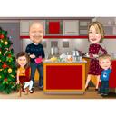 Jolly Christmas Family Cartoon Portrait