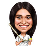 Caricatura feminina de softball segurando bastão