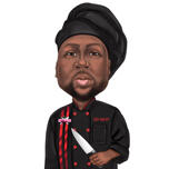 Zwarte chef-kok uniforme cartoon